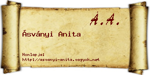 Ásványi Anita névjegykártya