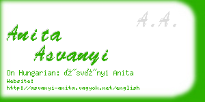 anita asvanyi business card